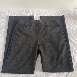 Flare leg slubby dark gray mid rise formal office pull on black trousers sz M